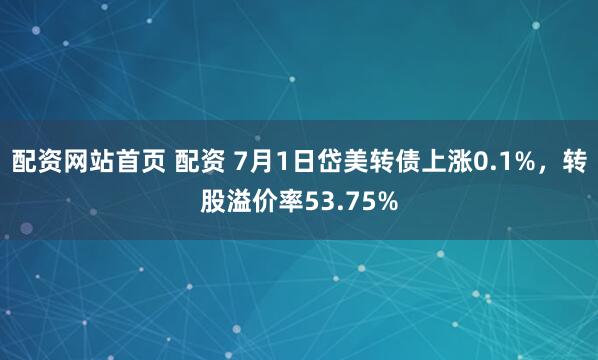 配资网站首页 配资 7月1日岱美转债上涨0.1%，转股溢价率53.75%