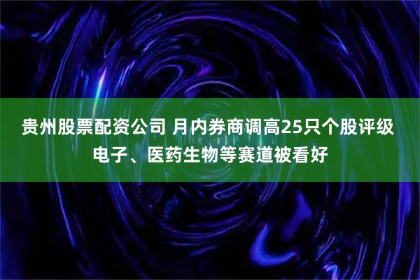 贵州股票配资公司 月内券商调高25只个股评级 电子、医药生物等赛道被看好